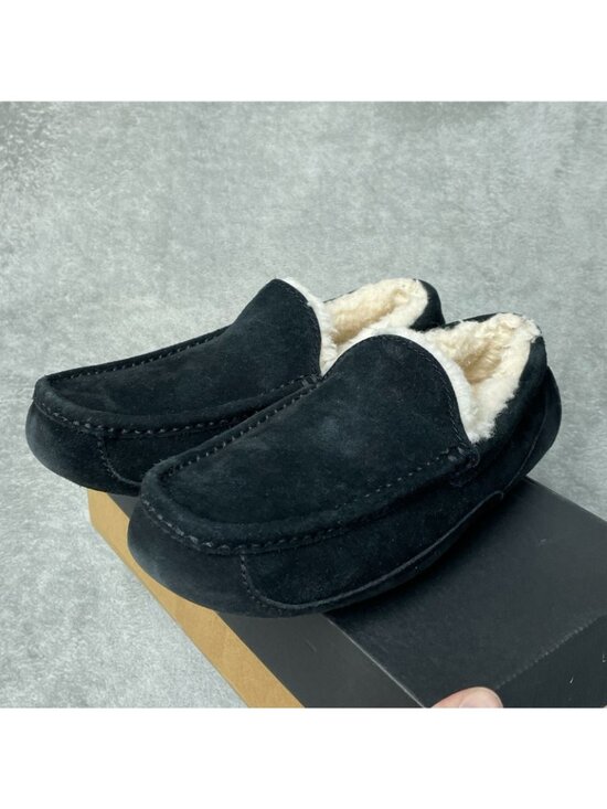 UGG Men\'s 8 Black Suede Moccasin Slippers With Shearling Lining Cozy S171 main image 7